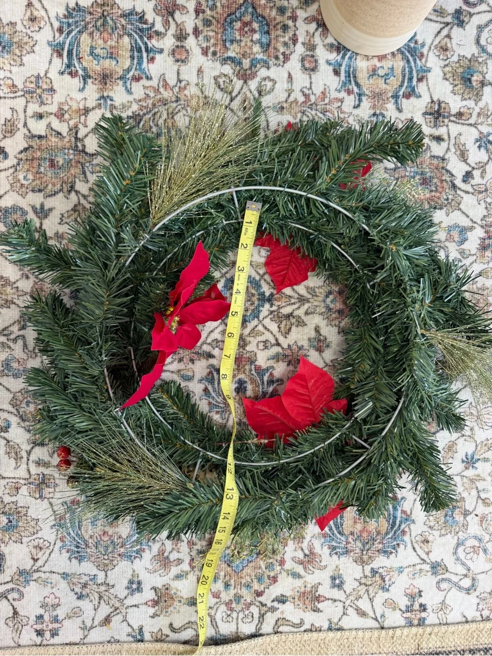New Christmas Wreath Festive Red Poinsettia Holiday Wreath by old time pottery